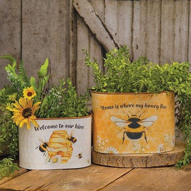 2 Set Honey Bee Oval Buckets - The Fox Decor